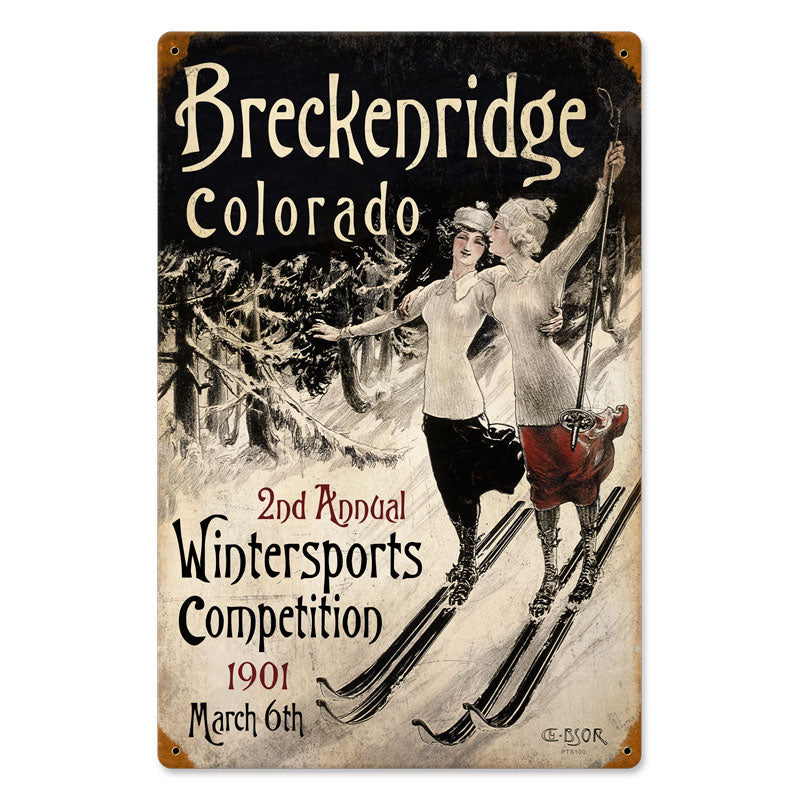 Ski Breckenridge, Sports and Recreation, Vintage Metal Sign, 12 X 18 Inches