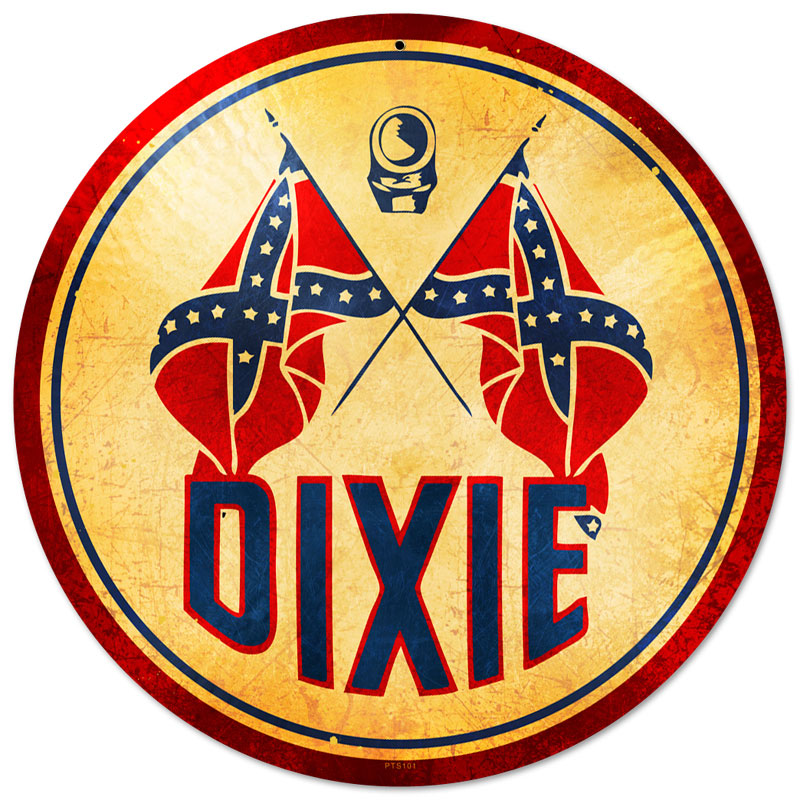 Dixie Gasoline, Automotive, Round Metal Sign, 14 X 14 Inches
