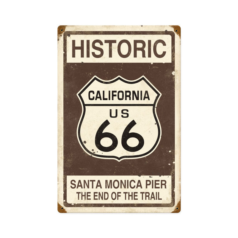 Historic 66, Automotive, Vintage Metal Sign, 12 X 18 Inches