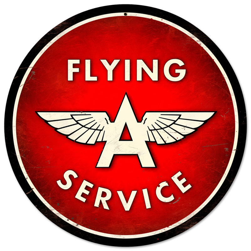 Flying A Service, Automotive, Round Metal Sign, 14 X 14 Inches