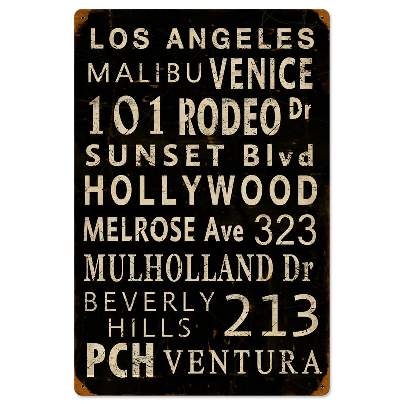 LA Towns, Home and Garden, Vintage Metal Sign, 16 X 24 Inches