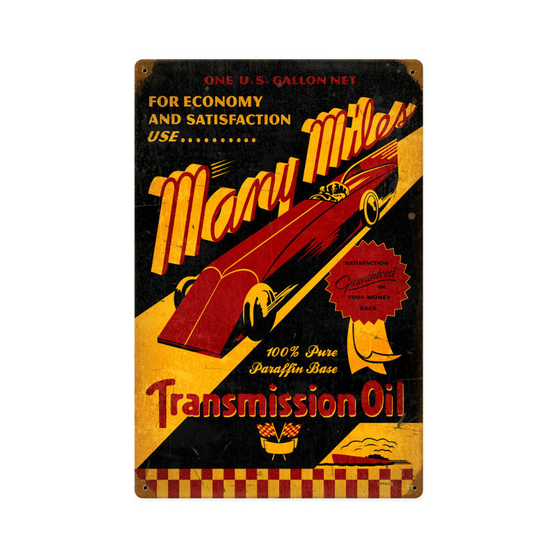 Many Miles Oil, Automotive, Vintage Metal Sign, 12 X 18 Inches