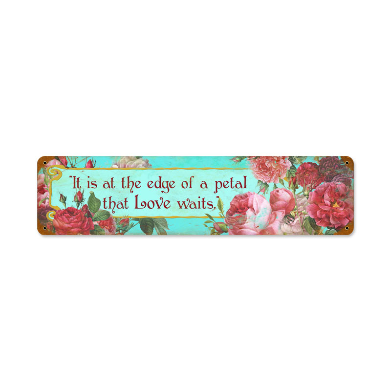 Love Rose Petal, Home and Garden, Vintage Metal Sign, 20 X 5 Inches