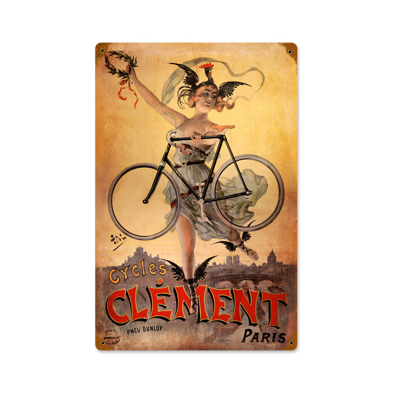Clement Bicycles, Sports and Recreation, Vintage Metal Sign, 12 X 18 Inches