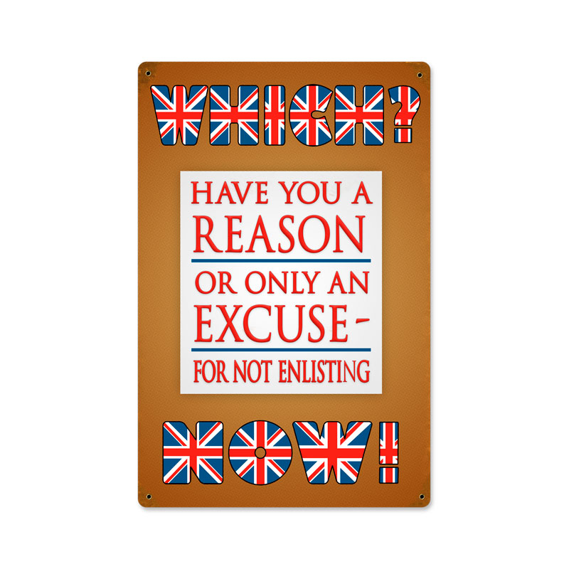 Which Now Enlisting, Automotive, Vintage Metal Sign, 12 X 18 Inches