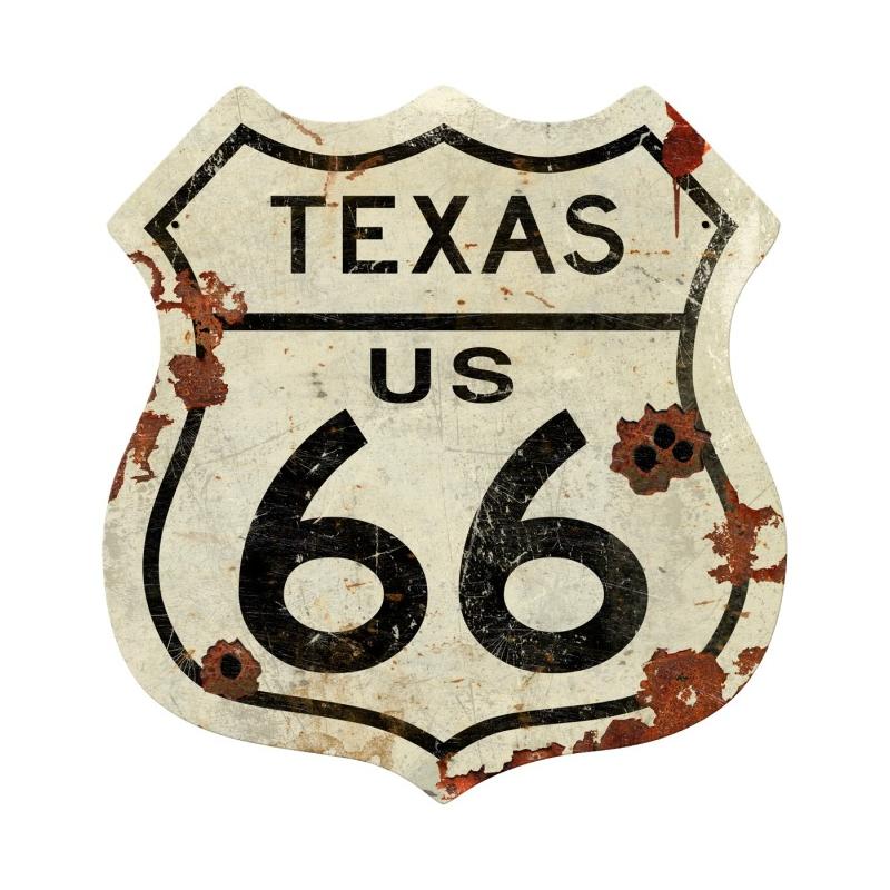 Texas US 66 Shield Vintage Plasma, Automotive, Shield Metal Sign, 15 X 15 Inches
