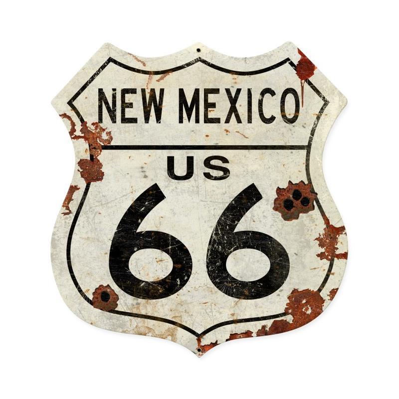 New Mexico US 66, Street Signs, Shield Metal Sign, 28 X 28 Inches