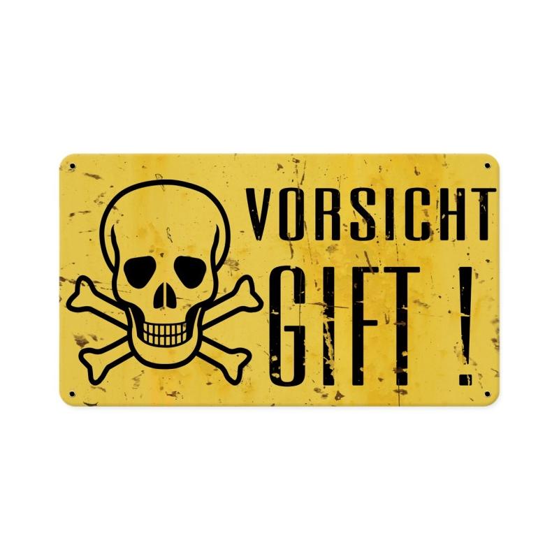 Vorsicht Gift, Metal Sign, Metal Sign, 14 X 8 Inches