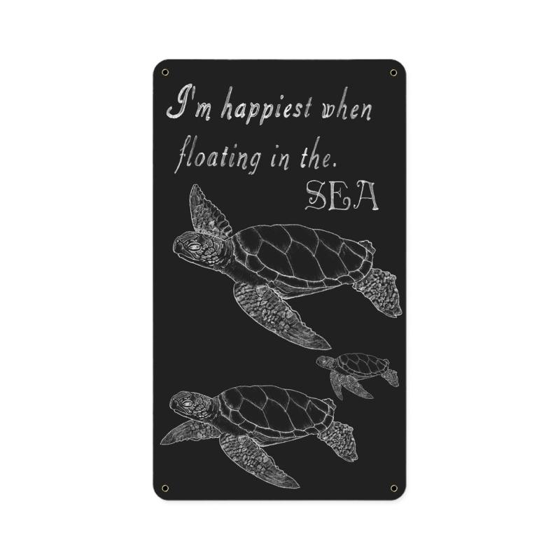 Turttles, Home and Garden, Metal Sign, 8 X 14 Inches