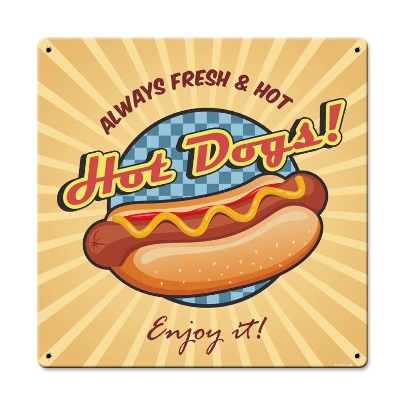 Hotdog 12x12, Sports and Recreation, Metal Signs, 12 X 12 Inches