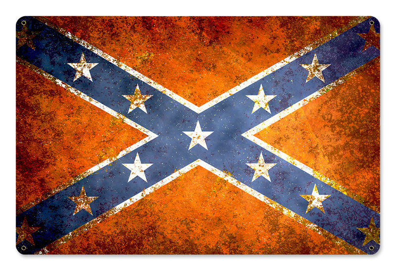 Confederate Flag Vintage, Nostalgic, SATIN METAL SIGN , 18 X 12 Inches