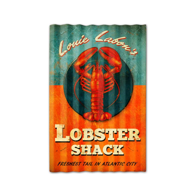 Lobster Shack Corrugated, Home and Garden, Corrugated Rustic Barn Wood Sign, 16 X 24 Inches