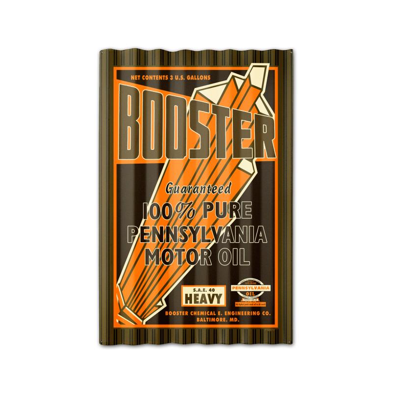 Booster Motor Oil Corrugated, Food and Drink, Corrugated Rustic Barn Wood Sign, 16 X 24 Inches