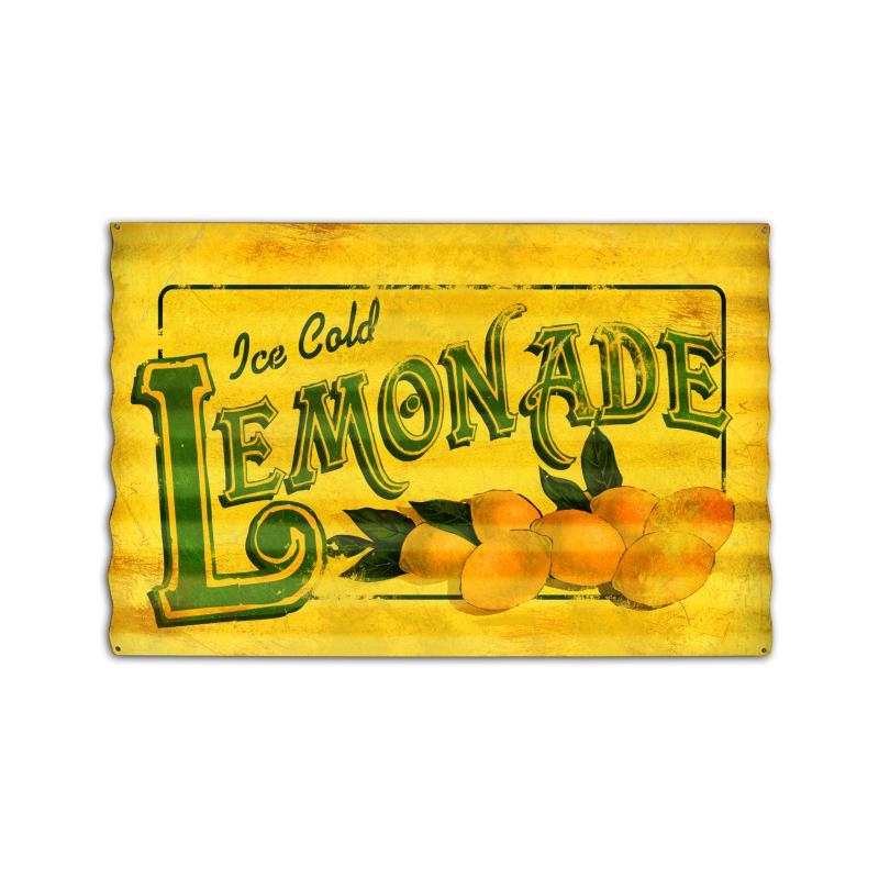 Lemonade Corrugated, Food and Drink, Corrugated Rustic Barn Wood Sign, 24 X 16 Inches