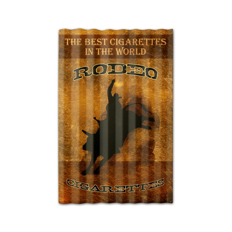 Rodeo Cigarettes Corrugated, Home and Garden, Corrugated Rustic Barn Wood Sign, 16 X 24 Inches