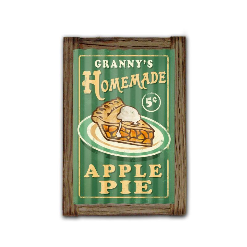 Home Made Pies Corrugated Framed, Food and Drink, Corrugated Rustic Barn Wood Sign, 16 X 24 Inches