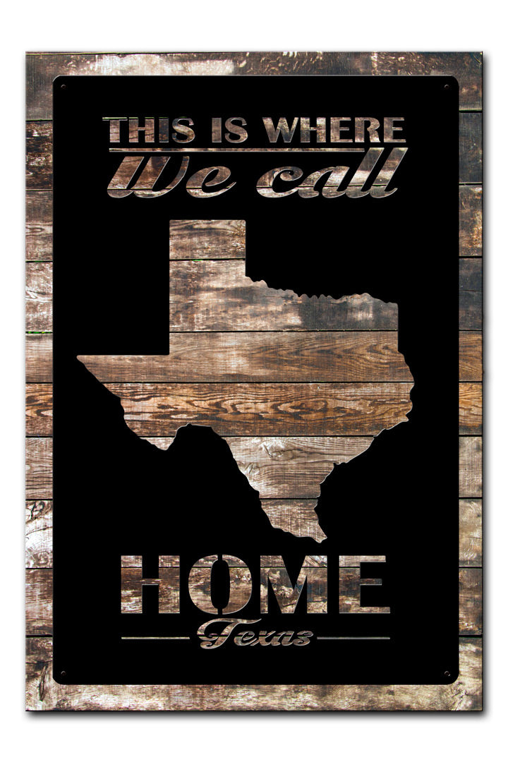 Home Texas Shape With Wood Backing, Home and Garden, Plasma with wood backer, 18 X 26 Inches
