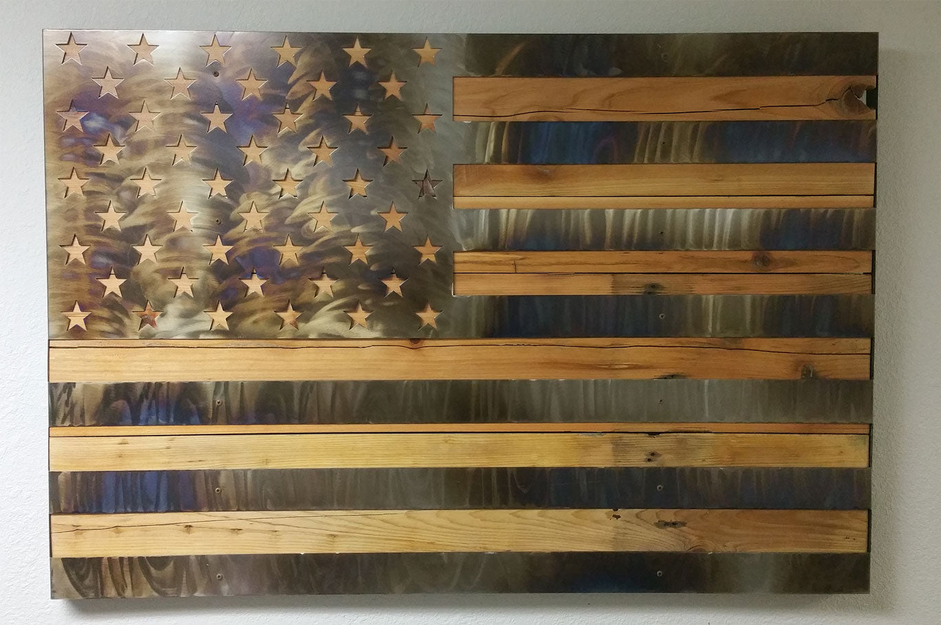Usa Flag Custom Burn Metal On Wood, Home and Garden, Satin, 38 X 26 Inches
