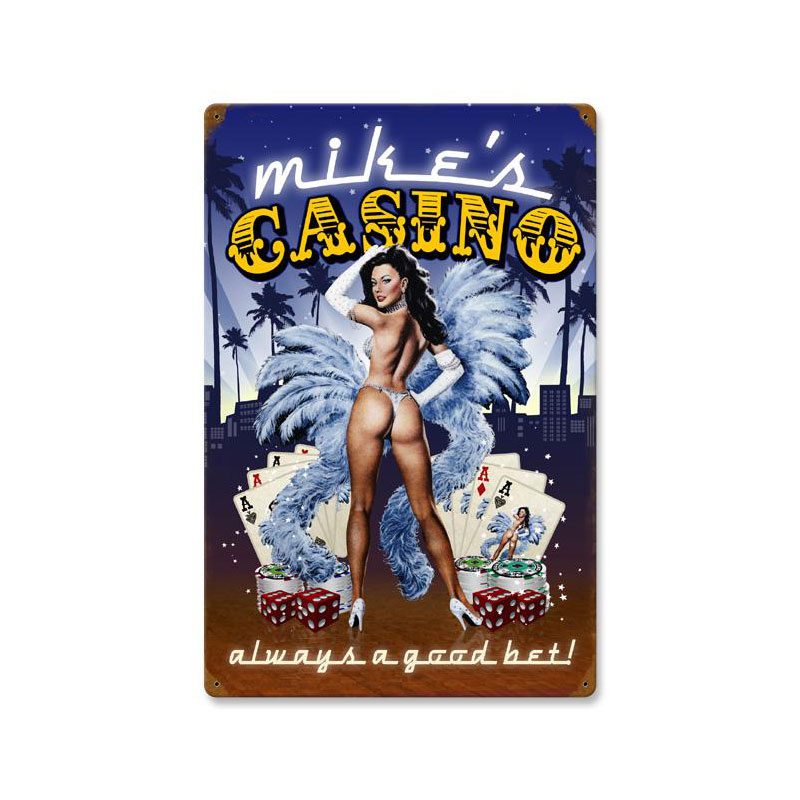 Casino, Personalized, Vintage Metal Sign, 16 X 24 Inches
