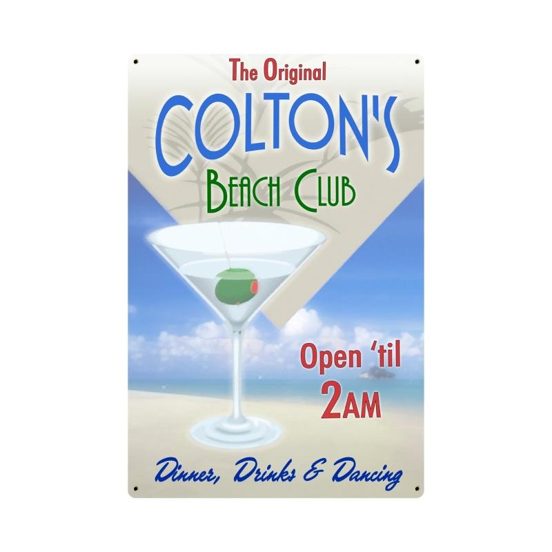 Pacific Beach Club Personalized, Personalized, Metal Sign, 12 X 18 Inches