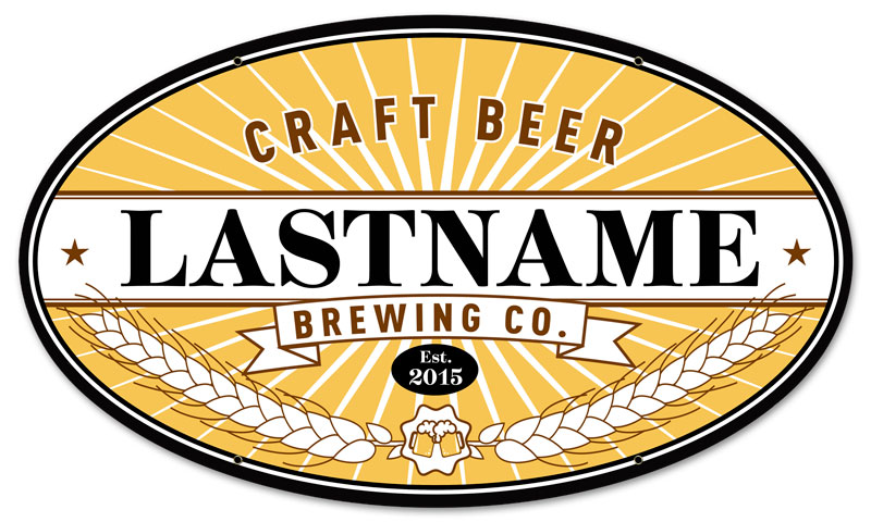 Craft Brewing, Food and Drink, Oval Metal Signs, 14 X 24 Inches