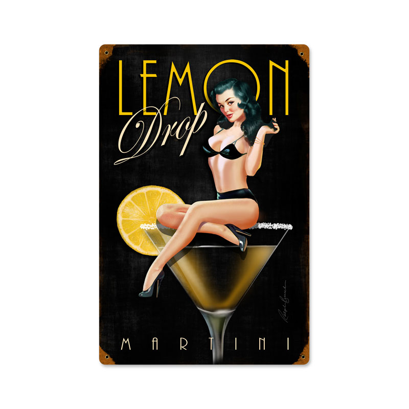 Lemon Drop, Pinup Girls, Vintage Metal Sign, 12 X 18 Inches