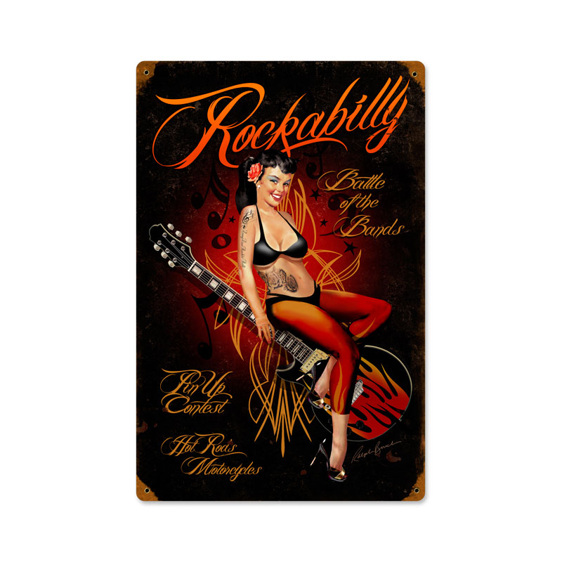Rockabilly, Pinup Girls, Vintage Metal Sign, 12 X 18 Inches