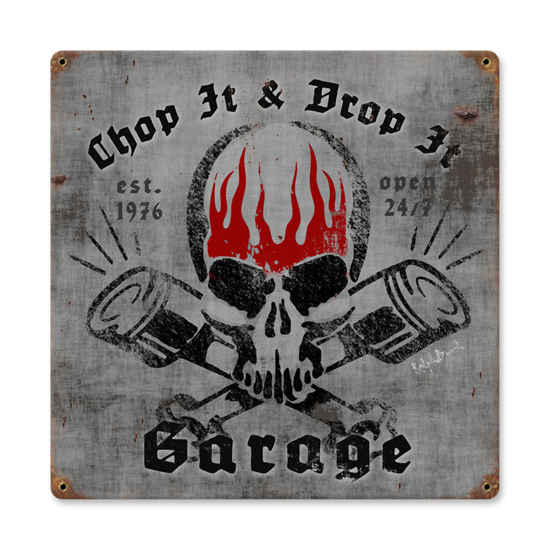 Chop it Drop It, Automotive, Vintage Metal Sign, 12 X 12 Inches