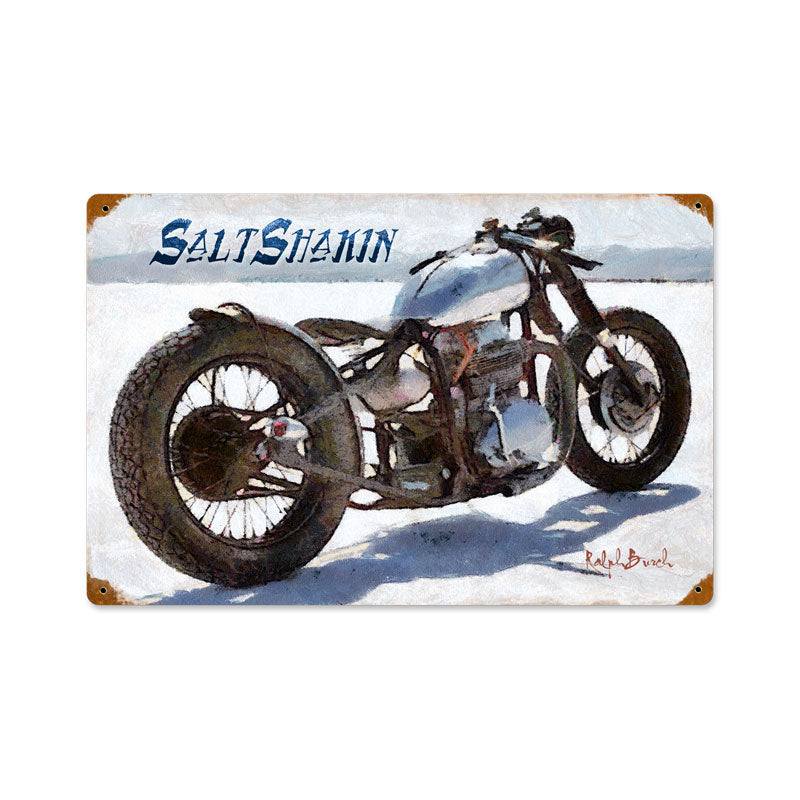 Salt Shakin Motorcycle, Motorcycle, Vintage Metal Sign, 18 X 12 Inches