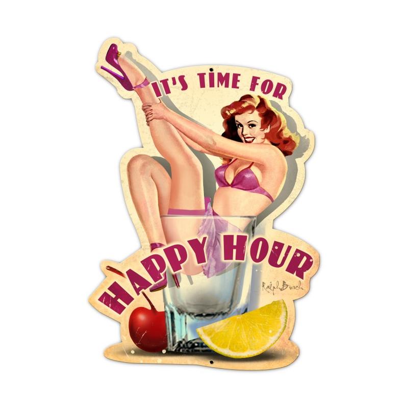 Happy Hour, Pinup Girls, Custom Metal Shape, 16 X 24 Inches