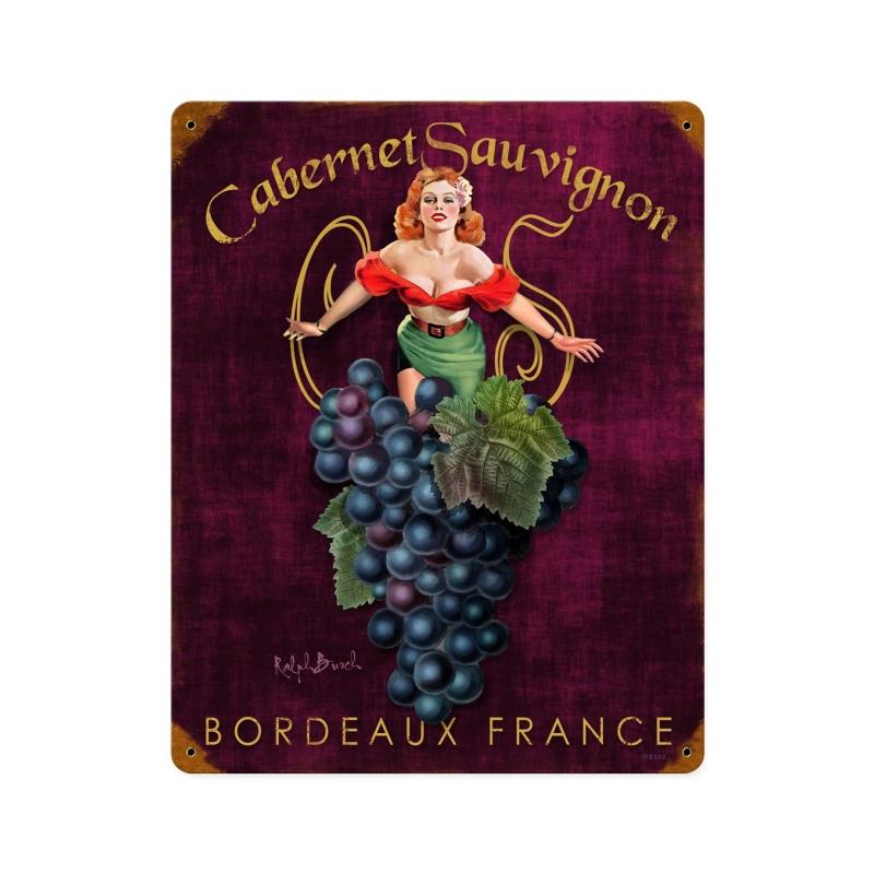 Cabernet Sauvignon, Pinup Girls, Vintage Metal Sign, 12 X 15 Inches