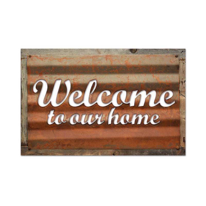 Welcome, Home and Garden, Corrugated Rustic Barn Wood Sign, 19 X 26 Inches