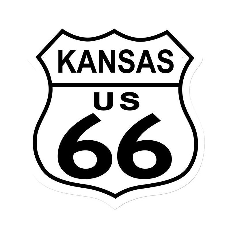 Route 66 Kansas, Street Signs, Shield Metal Sign, 15 X 15 Inches