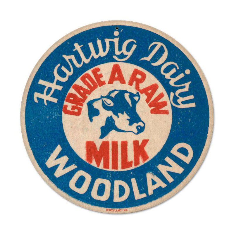 Grade A Milk, Food and Drink, Round Metal Sign, 14 X 14 Inches