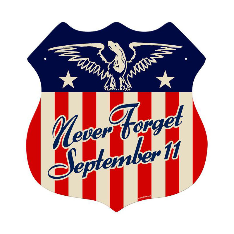 Never Forget, Allied Military, Shield Metal Sign, 15 X 15 Inches