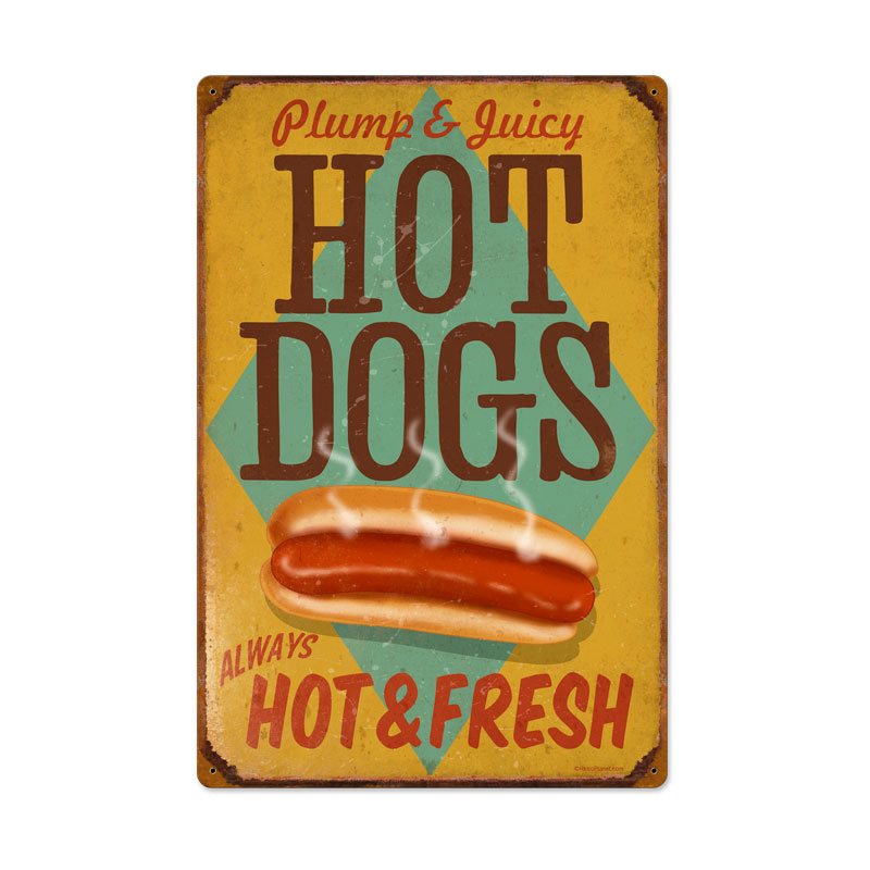 Hot Dogs, Food and Drink, Vintage Metal Sign, 16 X 24 Inches