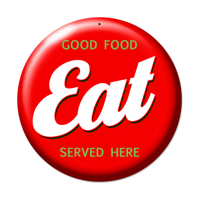 Eat, Food and Drink, Metal Sign, 14 X 14 Inches