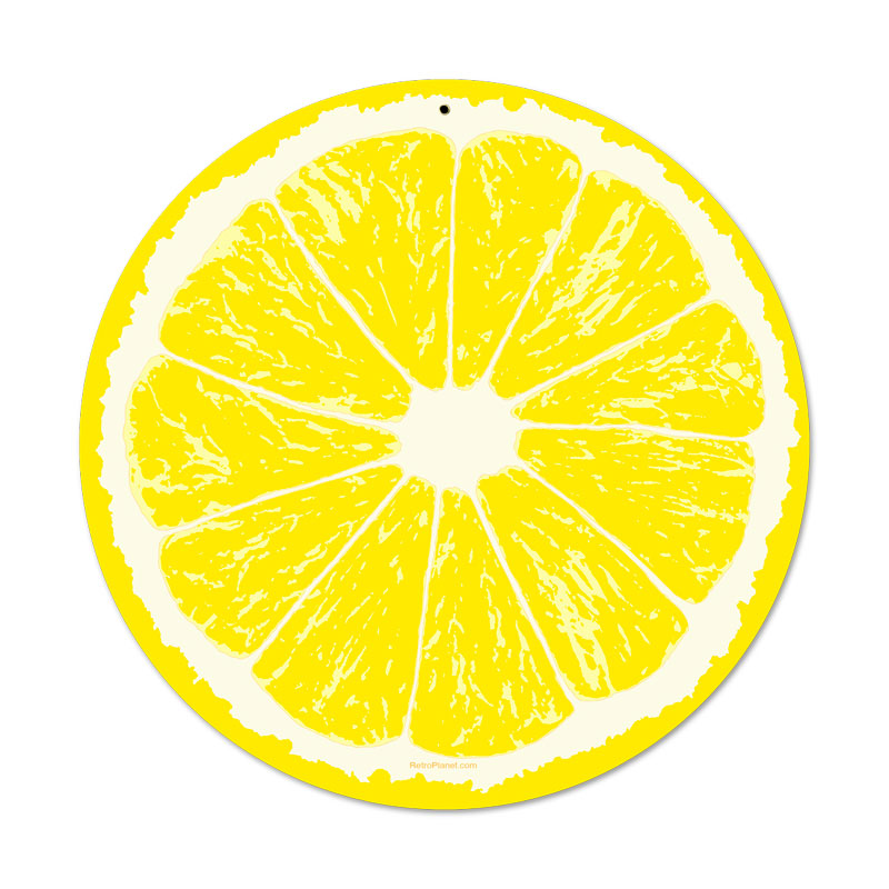 Lemon, Food and Drink, Round Metal Sign, 14 X 14 Inches