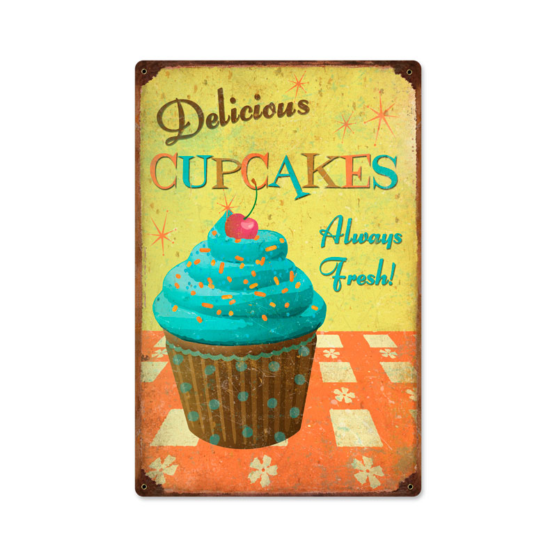 Cupcakes Delicious, Food and Drink, Metal Sign, 12 X 18 Inches