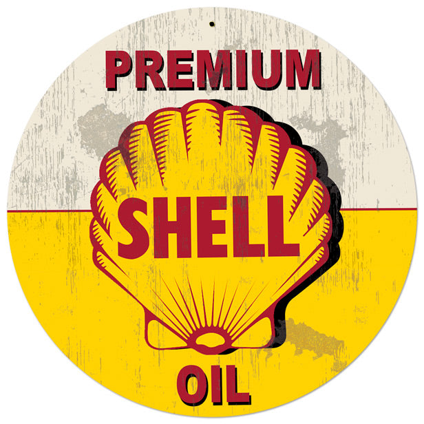 Yellow Premium Shell Oil Grunge, Featured Artists/Shell, Satin, 28 X 28 Inches