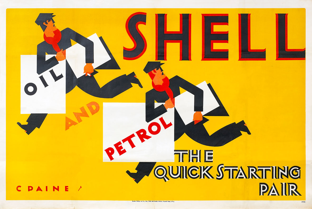 The Quick Starting Pair Shell Oil Two Men, Featured Artists/Shell, Satin, 36 X 24 Inches