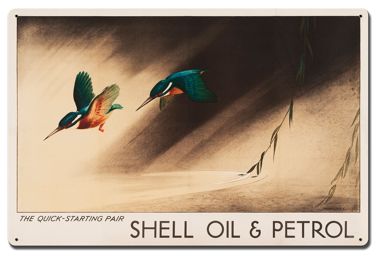 The Quick Starting Pair Shell Oil Hummingbirds, Featured Artists/Shell, Satin, 24 X 16 Inches