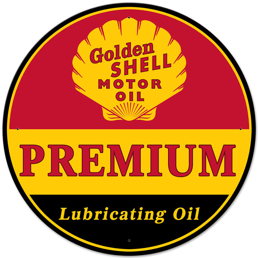 Golden Shell Motor Oil Premium Lubricating, Featured Artists/Shell, Satin, 28 X 28 Inches