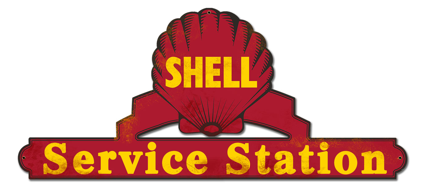 Shell Service Station Red Grunge, Featured Artists/Shell, Plasma, 25 X 11 Inches