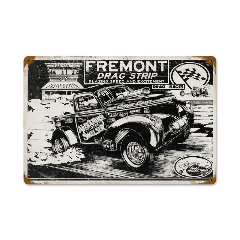 Freemont Drag Strip, Automotive, Vintage Metal Sign, 12 X 18 Inches