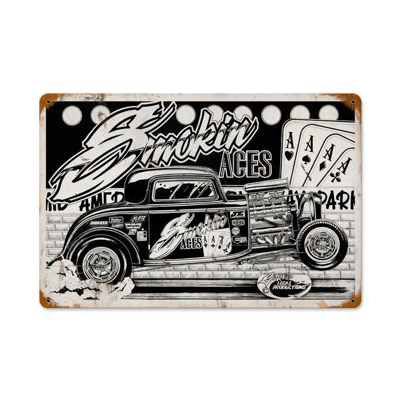 Smokin Aces, Automotive, Vintage Metal Sign, 18 X 12 Inches