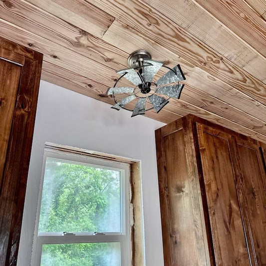 Farmhouse Galvanized Windmill Ceiling Light 16"