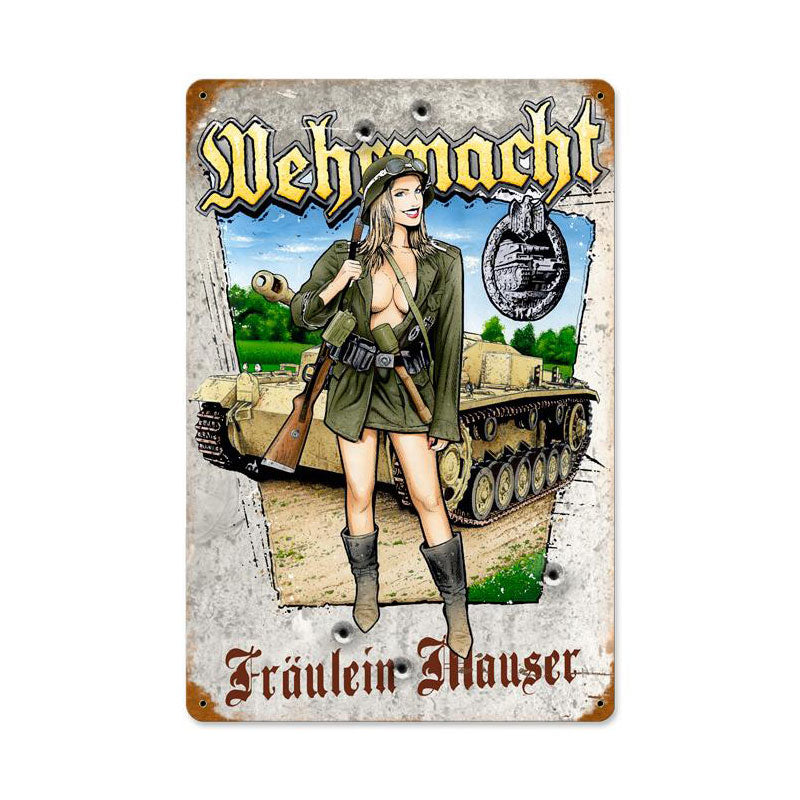 Wehrmacht, Axis Military, Vintage Metal Sign, 12 X 18 Inches