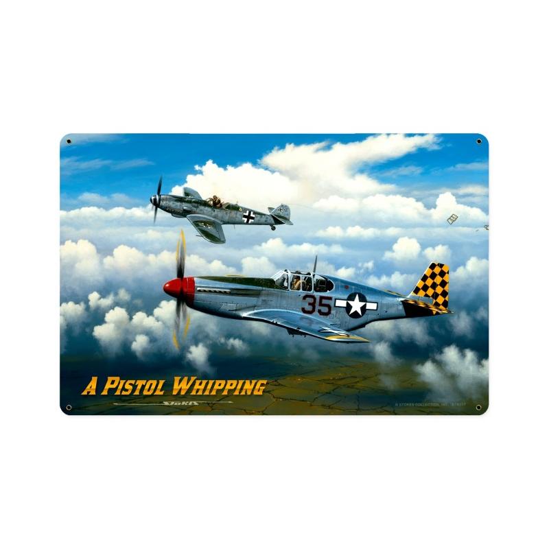 Pistol Whipping, Aviation, Vintage Metal Sign, 18 X 12 Inches