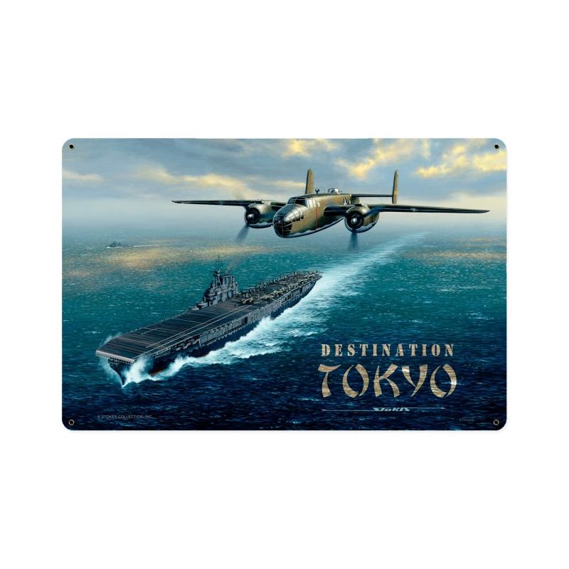 Destination Tokyo, Aviation, Vintage Metal Sign, 18 X 12 Inches